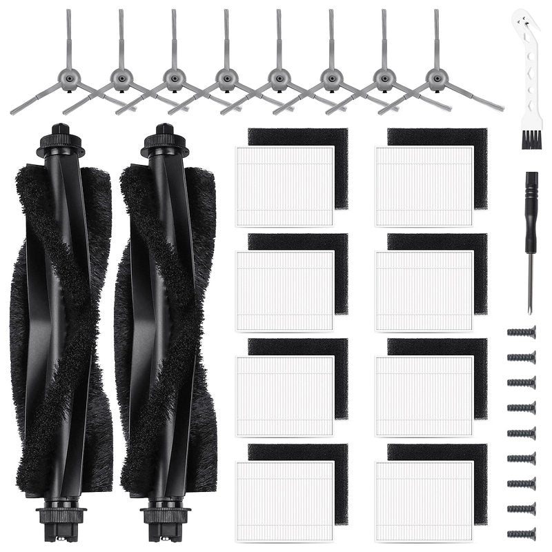 Accessories Kit for eufy L60 / L50 Vacuum Robot, Replacement Parts Include 2 Roller Brushs, 8 HEPA Filters, 8 Side Brushs, 4 screws, 1 Clean Tool and 1 screwdriver