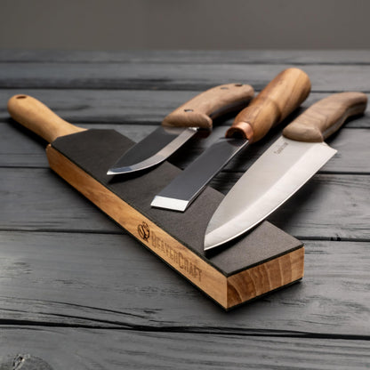 BeaverCraft DK2s for Shaping Wood LS6P1 Stropping Kit Leather Strop Kit with Sharpening Polishing Compound Knife