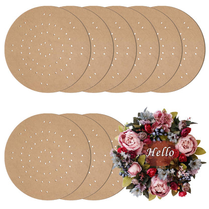 OGANAZI 9 PCS 10 Inch Wreath Boards with Holes, Wood Board Forms with 100 Nylon Ties, DIY Round Frame Decorative Flower Boards Wreath Making Supplies for Wedding, Christmas, Home Decor