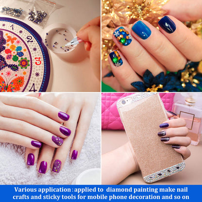 Outus 6 LED Rhinestone Point Drill Pens with Light 5D Painting Tool 15 Spare Pen Heads 20 Glue Painting Clay for DIY Nail Art