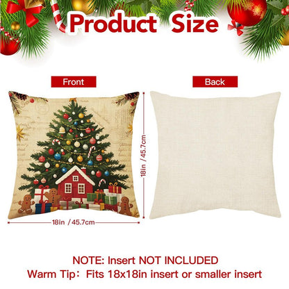 UPOFFICIS Christmas Pillow Covers 18x18 inch Set of 4, Christmas Decorations Cushion Covers, Xmas Pillow Covers, Pillowcases Throw Pillow Covers for Sofa Couch Home Decor