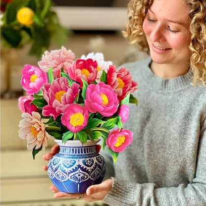 Freshcut Paper Peony Paradise 13 Inch Life-Sized 3D Pop Up Card – Birthday, Mothers Day, Thank You, Gifts for Mom and Her – Includes Notecard and Envelope