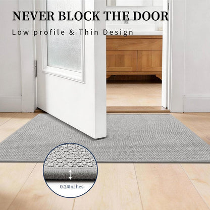 YIHOUSE Gray Bathroom Rugs Sets 3 Piece, Quick Dry Thin Bath Mat with Toilet Rug, Non Slip Absorbent Machine Washable, Bath Runner Rugs for Bathtub Sink Home Decor