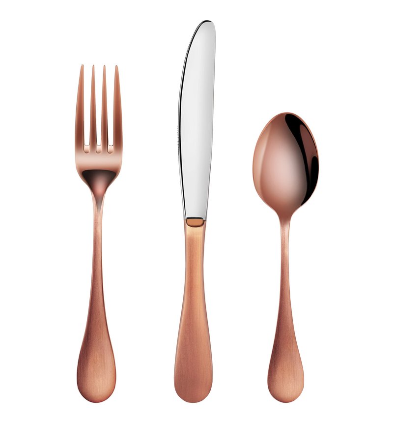 Artaste 56891 Rain 18/10 Stainless Steel Flatware 36-Piece Set, Copper Finish, Service for 12
