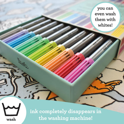 eatsleepdoodle Artist Set of 20 Original Doodle Wash-Out Fabric Marker Set - Double-Ended Felt Tips in Handy Storage Box