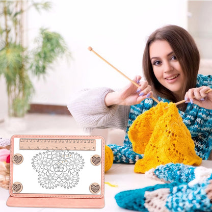 Earssa Knitting Pattern Holder,Crochet Pattern Holder for Cross Stitch, Needlework, Knitting & Crochet Foldable Magnets Chart Board with Ruler and 4 Replacement Magnets (Purple)