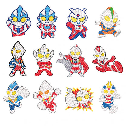 PICNICFUN Diamond Kits Stickers for Kids 24 PCS 5D DIY Cartoon Characters Handmade Rhinestone Mosaic Art Craft (Cartoon Hero)