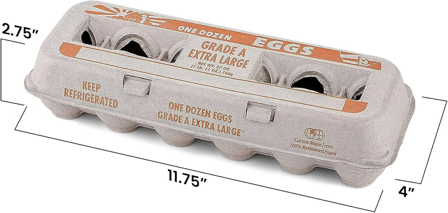 1 Dozen (Pack 25) MT Products Printed Natural Pulp Egg Cartons - Disposable Egg Storage Container of - Made in the USA