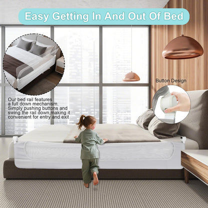Omebel Toddler Bed Rail, 180cm/200cm Extra Long Baby Kids Bed Rail Guard Height Adjustable Folding, Safe Bed Side Rail for Queen, Full Size, Twin, King Size, Foldable & Button-Release Design
