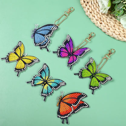 10 PCS Butterfly Diamond Painting Keychains Kit Double Sided Diamonds Art Key Rings Hanging 5D Diamond Ornaments Butterfly Full Drill Diamonds Pendants for Spring Summer Beginners Adults DIY Crafts