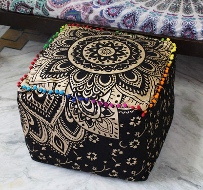 22X22X14 inches, CRAFT KALA Mandala Meditation Floor Pillows Cover Square Pillow Seating Hippie Decorative Adults