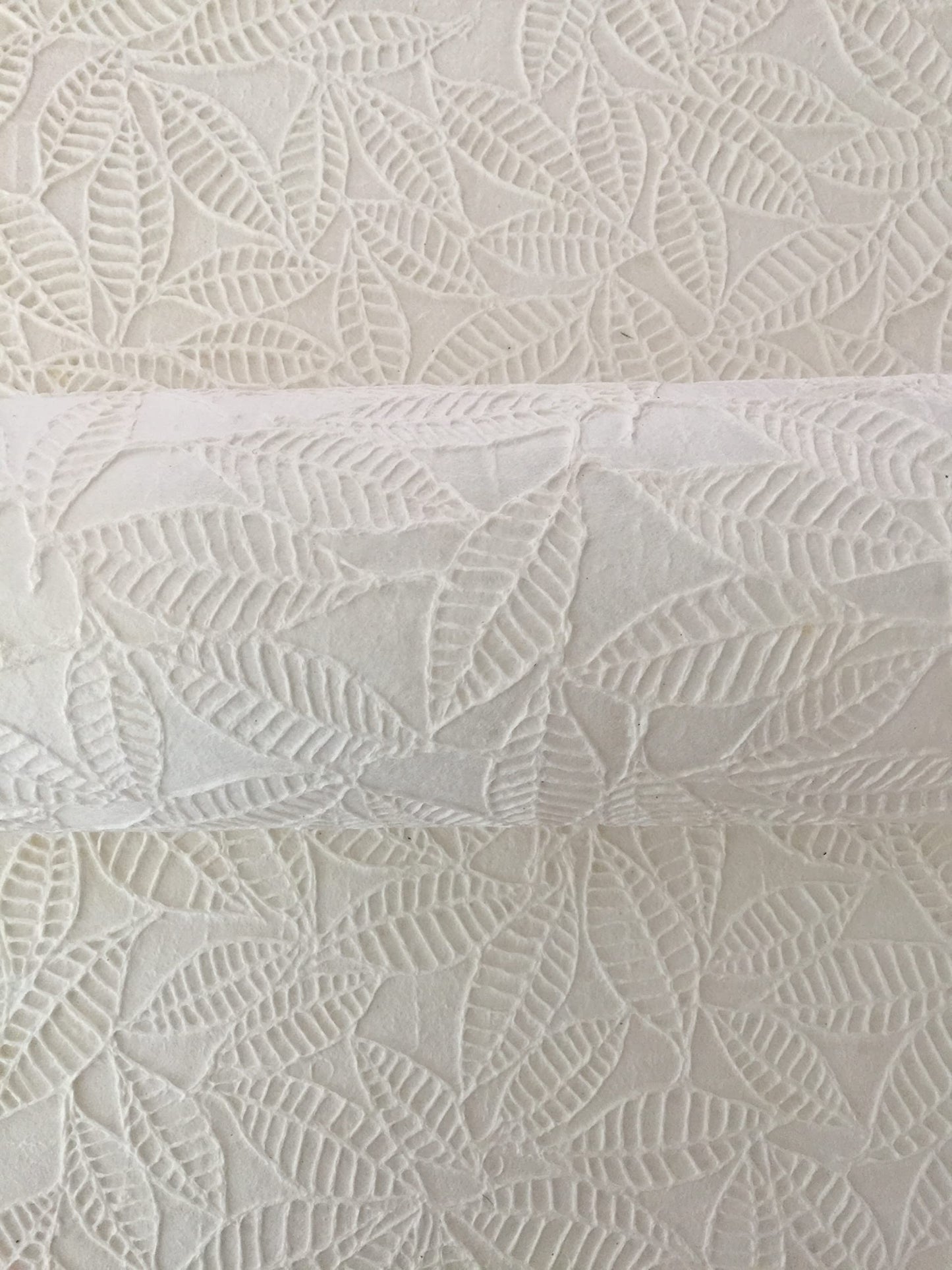 MULBERRY PAPER, EMBOSSED LEAVES, WHITE MULBERRY PAPER SHEET