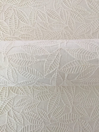 MULBERRY PAPER, EMBOSSED LEAVES, WHITE MULBERRY PAPER SHEET