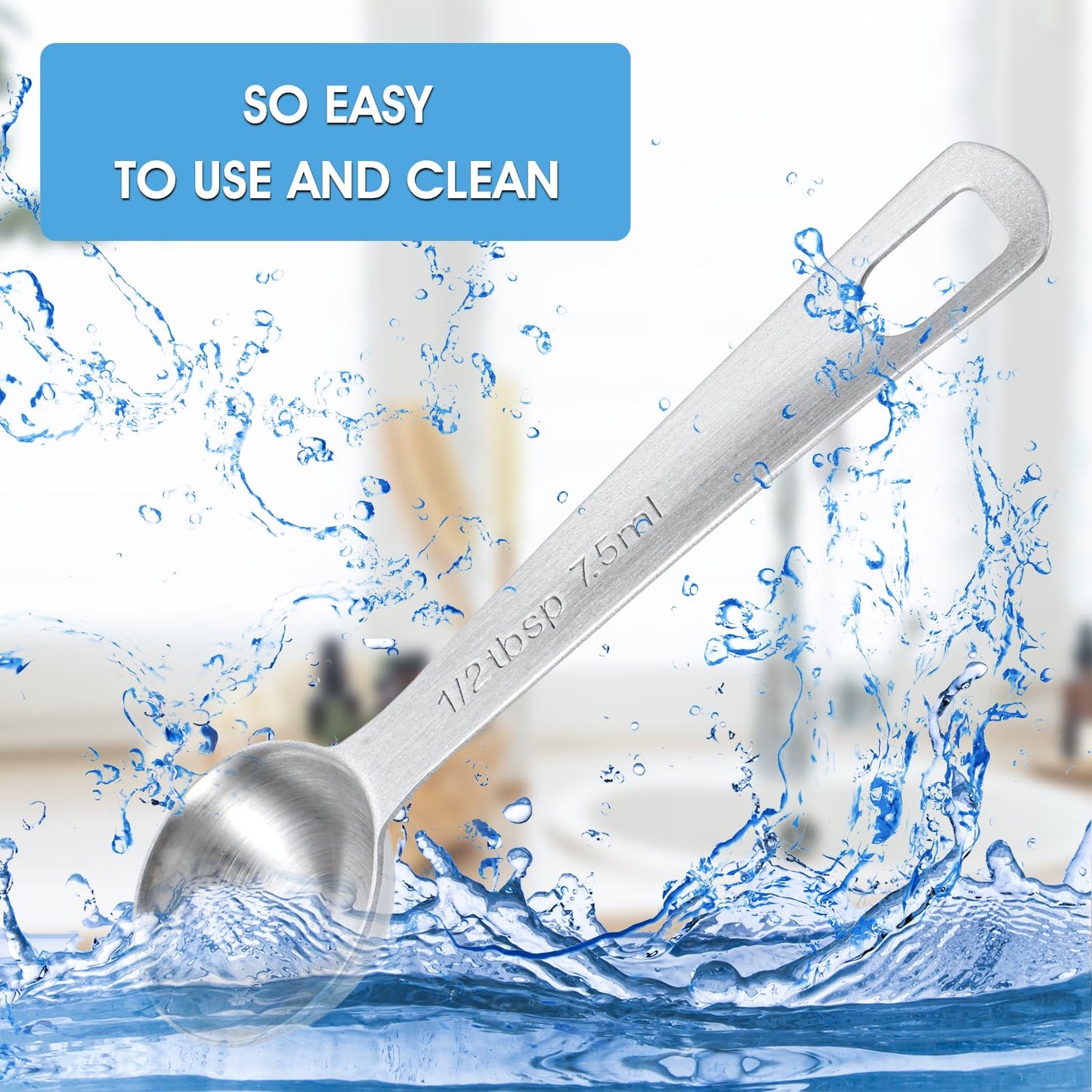 5 PCS Measuring Spoons Tablespoon Measuring Spoon 1/2 tbsp (1.5 tsp | 7.5 ml | 7.5 cc| 1/4 oz) Stainless Steel Measurings Spoons for Kitchen Cooking Spoon(Silver)