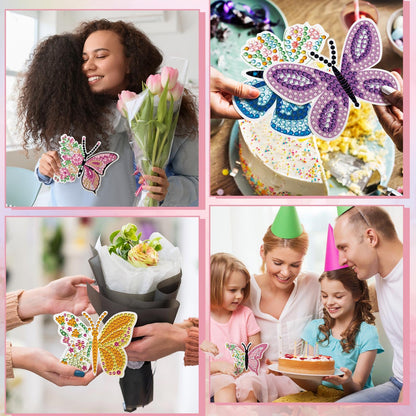 Saillong 12 Pack Butterfly Diamond Painting Greeting Card Kits Spring Diamond Art Cards with Envelopes Flower Butterflies Shaped 5D Rhinestones Painting Kit for Adults DIY Crafts Friend Birthday Gifts