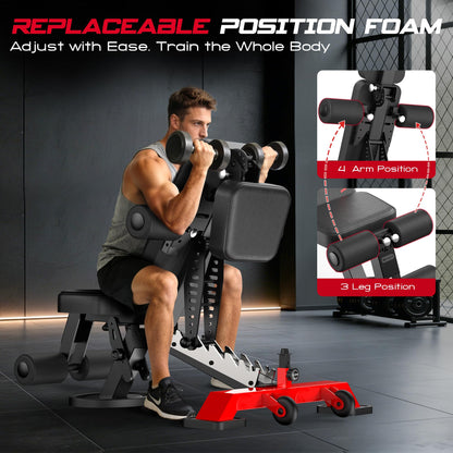 WFLGFT Commercial Adjustable Weight Bench, Heavy Duty 1800LBS Workout Bench for Home Gym, Flat, Decline, Incline Bench Press with Removable Leg and Elbow Support for Full Body Strength Training
