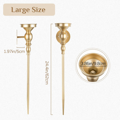 Walasis Candle Sconces Gold Wall Decor: 24.4 Inch Long Wall Candle Holder for Pillar Candles - Metal Art Decoration Candle Sconces Set of 2 for Fireplace Hallway Beside TV