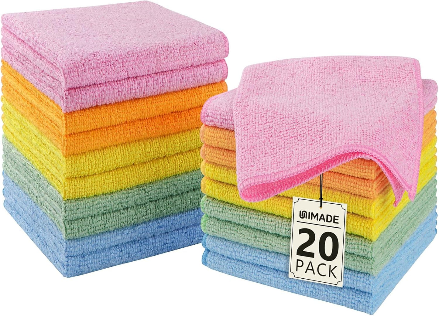 20 Pack (12" 12"), UNIMADE Washcloths - - Face Towels x Highly Soft Wash Cloths and Hand Towels, Fast Drying