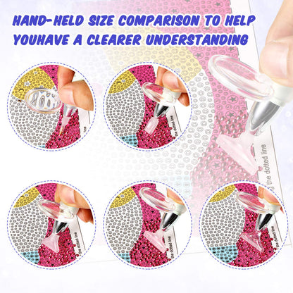 Chuangdi 2 Pcs Diamond Painting Art Drill Pen with Light Diamond Painting Accessories and Tools 12 Pen Heads 2 Anti-slip Mats 2 Wax Organizer Cases for DIY Craft Supplies(Purple, Green)