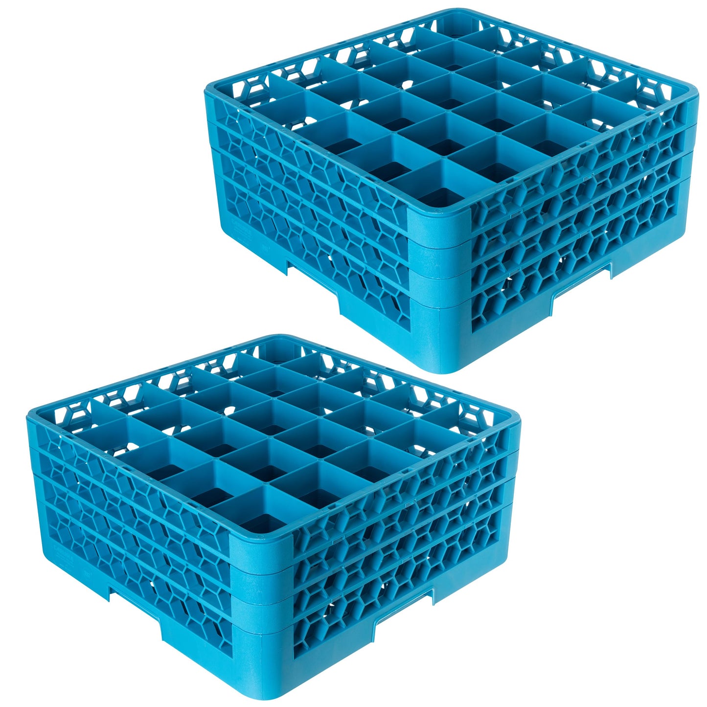 Carlisle FoodService Products Opticlean 25-Compartment Divided Glass Rack with 3 Extenders, Plastic, 19.875 x 19.875 x 8.5 Inches, Carlisle Blue