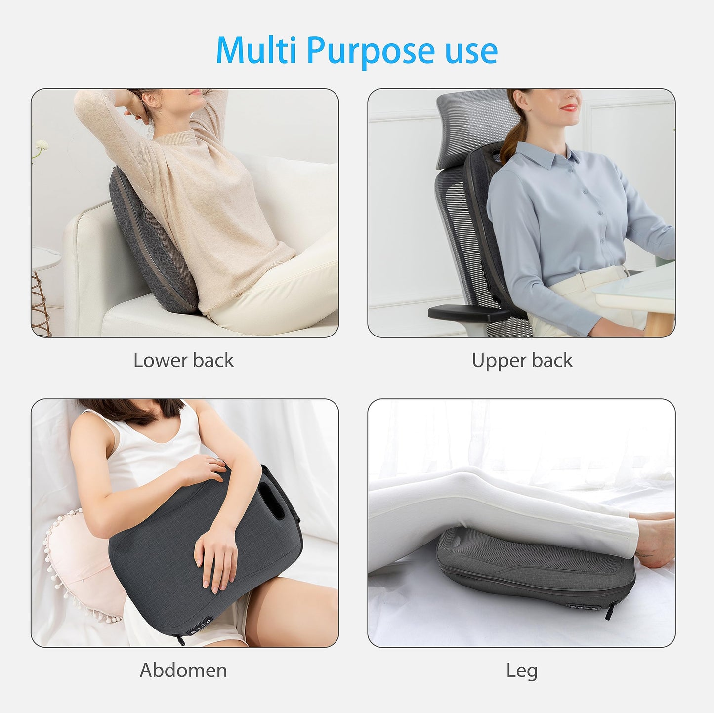 CooCoCo 14"×19" Shiatsu Back Massager with Heat, Birthday Gifts for Dad Mom Women Men Husband, Portable Massage Chair Pad, Kneading Massage Tools for Pain Relief, Chair Massager for Office Home
