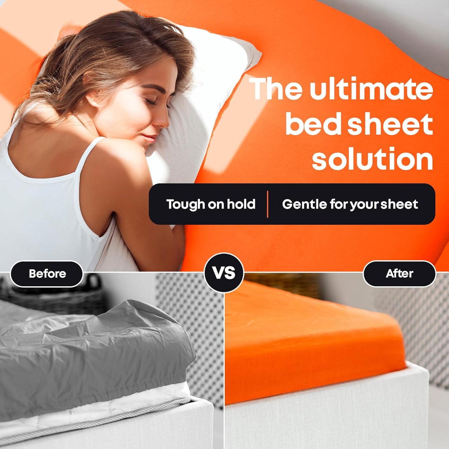 5 STARS UNITED Bed Sheet Straps Set | Adjustable Elastic Fasteners with Metal Clips | Easy to Use Sheet Holders for