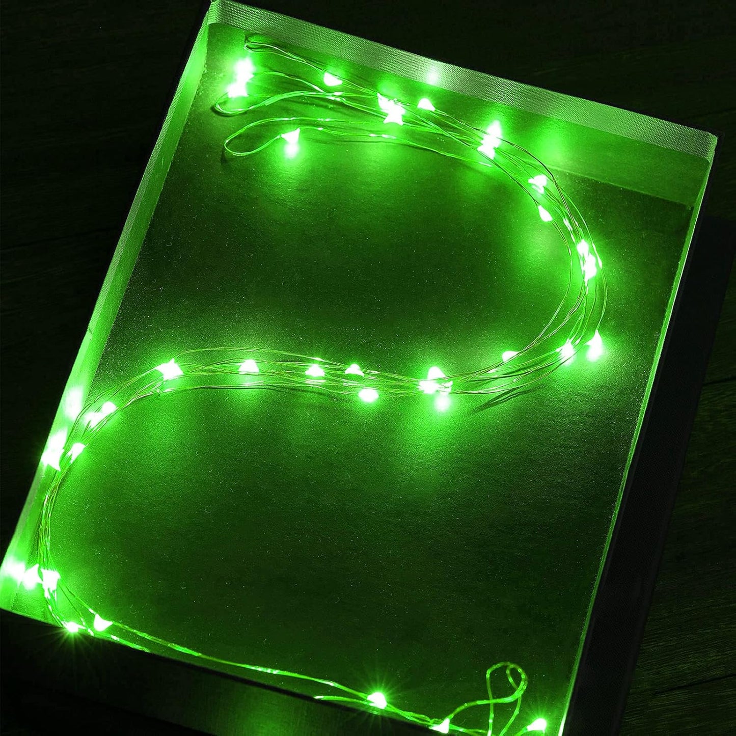 Ariceleo Mini Fairy Lights - Battery Operated Copper Wire String Lights | 4 Pack, 16ft Green for St. Patrick's Day & Decor
