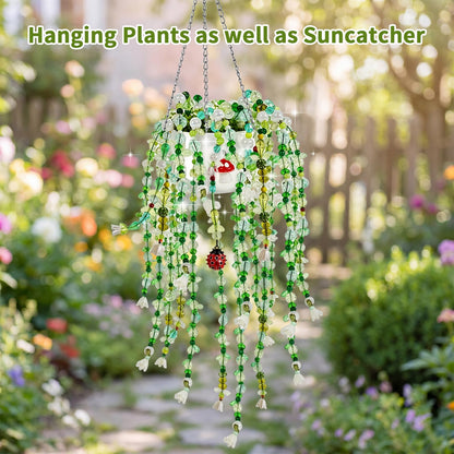5422 PCS Beaded Plant Kit - Forever Plant Making Set with Green Glass Beads, Floral Wire, Leaf Charms, 2 Mini Pots & Storage Box - DIY Craft Kit for Adults, Gift for Plant Lovers
