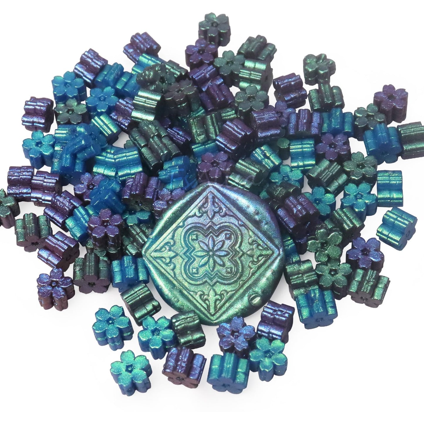 Fsalisa Sealing Wax Beads Cherry Blossom 115pcs for Stamp Sealing, Christmas Cards, Envelopes, Wedding Invitations, Wine Packages, Gift Wrapping (Peacock Blue)