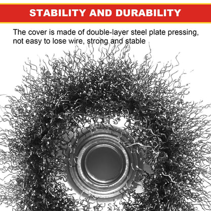 LSTOPGO 2 Pack 3 Inch Coarse Crimped Wire Cup Brush for 4 1/2 Angle Grinder, 5/8 Inch-11 Threaded Arbor, 0.014 Inch Carbon Steel Wire, Brush for Rust, Corrosion, Paint Removal