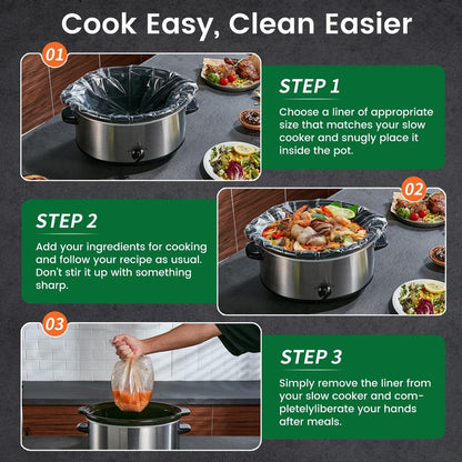 Slow Cooker Liners, Hotensil 14"x 22" 10 Count Cooking Bags Large Size Disposable Pot Liner, Fit 6QT to 10QT for Slow Cooker Cooking Trays, Multi-Purpose Durable Liners Plastic Bags, BPA Free
