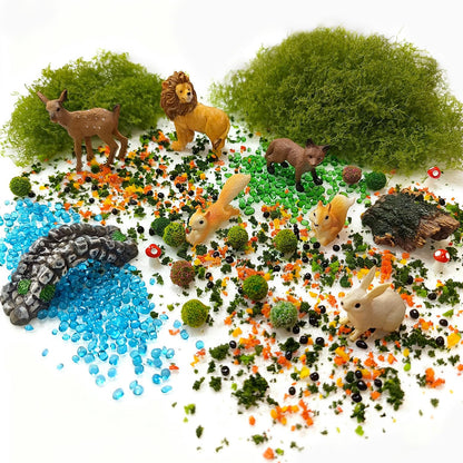 QuarenDen Fairy Garden Accessories, Decorative Sand, Grass, Moss Stick, Miniature Garden Figurines with Moss for DIY, Micro Landscape Decoration