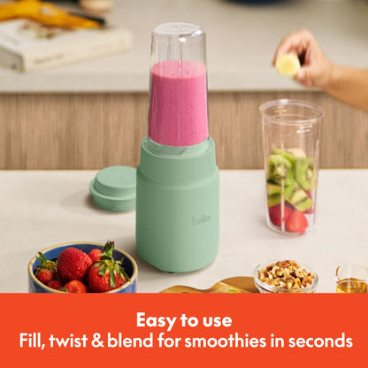 bella 6 Pcs Portable Rocket Blender, Juicer & Smoothie Maker, Press & Twist Design, EverGood™ & BPA Free Dishwasher Safe Parts, 4 Tip Stainless Steel Blade, Cord Wrap, 240 Watt Motor, Oatmilk