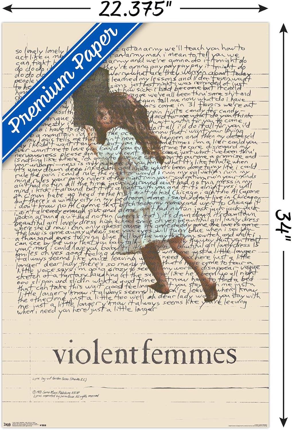 Trends International Violent Femmes Lyric Girl Tea Towel Wall Poster, 22.375" x 34", Premium Poster & Clip Bundle