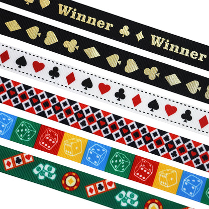 YERELO 10Yardx6 Rolls Grosgrain Ribbons Mixed Style 5/8" X 60 Yards Poker Ribbon for Crafts,Wreath,Gift Wrapping,Birthday Shower Party Decoration and DIY Handmade Hair Bows