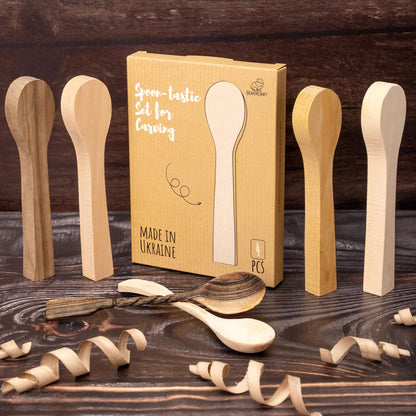 BeaverCraft Wood Carving Spoon Blank BB2 - Unfinished Wood Spoon Carving Kit - Wooden Blank, Basswood Blocks for Whittling