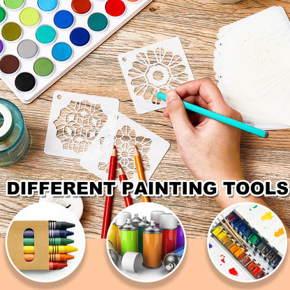 80 Pieces Mandala Stencils for Painting 3 x 3 Inch Mandala Painting Craft Stencils Reusable Templates for Wood Rocks Furniture Wall Floor DIY Art Projects Fabric Tile