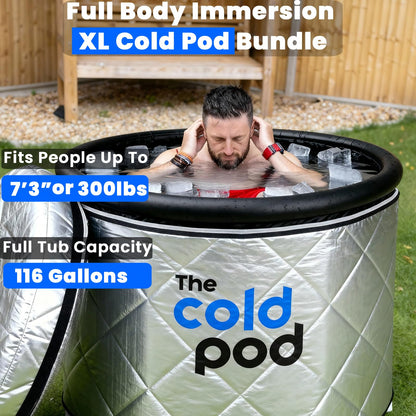 The Cold Pod Cold Plunge Tub: 116 Gal Round Tub with Full-Wrap UV-Reflective Insulation Cover Bundle for Indoor & Outdoors Use - Portable Ice Bath Tub for Athletes&Crossfitters &Wim Hof Enthusiasts