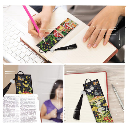 INCOK Mushroom Diamond Art Bookmarks - 8 PCS DIY Diamond Painting Bookmarks Kits Flower Butterfly Art Craft Supplies Birthday Mothers Day Gift for Mom Grandma Reading Lover Beginners Teacher Adults