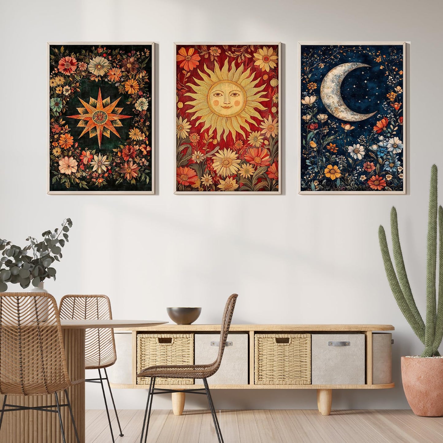 EIBEILI 3 Pack Tarot Diamond Art Kits for Adults - Diamond Painting for Sun and Moon and Stars Adults Beginner, DIY Full Rhinestone 5D Diamond dots (Gemstone Craft), Home Wall Decoration (12x16 inch)