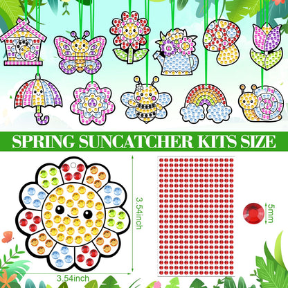 WinnerWhy 36 Sets Spring Diamond Painting Kits DIY Hanging Diamond Art Spring Crafts Butterfly Flower Gem Ornaments for Home Party Decor Sunday School Classroom Activities
