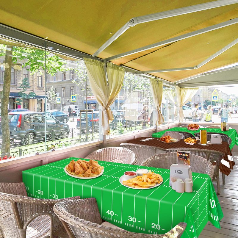 Esjay Football Party Decorations Supplies, Football Tablecloth Table Covers Disposable Plastic, Football Field Themed Birthday Decorations, 3 Pack (54x72inch), Green Green Brown