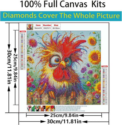 Dorwendis Diamond Painting Kits for Adults,4 Pack DIY Henhouse Chicken Diamond Art Kits for Beginners,5D Diamond Art for Adults,Full Round Drill Paint by Diamond Painting for Wall Decor Gifts12X12inch