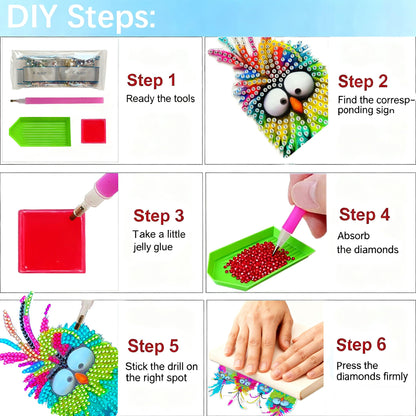 Diamond Art Painting Kits for Adults Beginners & Teens, Easy Gem Art Owls Gem by Number, 5D Small Hanging Diamond Art Birds DIY Craft for Window Wall Decor, Unique Gift 9.5x7.5 in