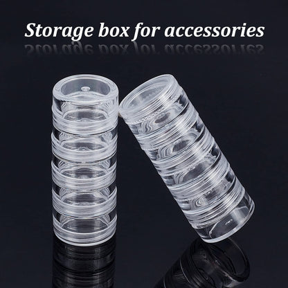 BENECREAT 5G/5ML Stackable Round Plastic Containers 8 Column(5 Layer/Column) Bead Storage Jars for Seed Beads, Diamond Drills and Other Jewelry Components