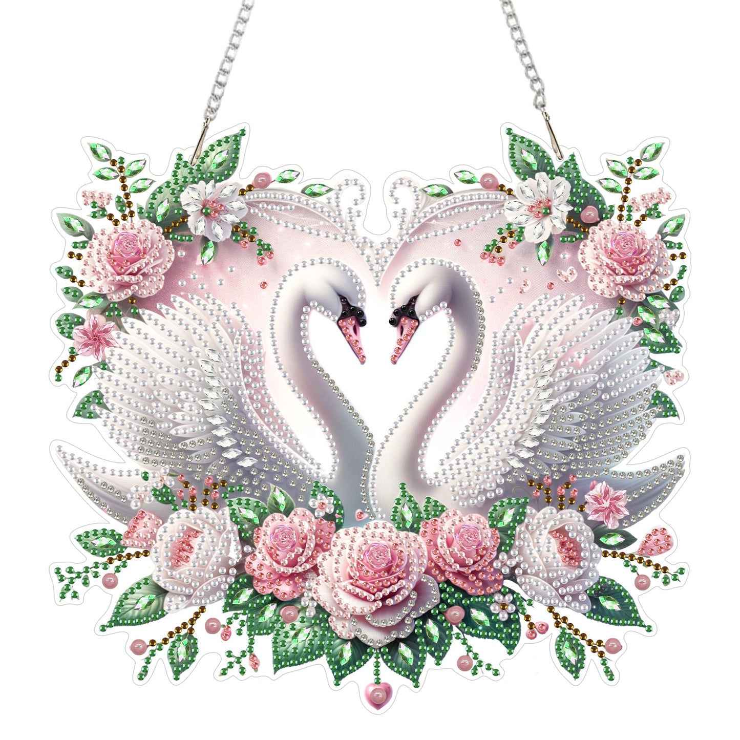 Eiflow Acrylic Diamond Art Hanging Kit for Adults Love, DIY Diamonds Painting Door Hanger Board Kit, Special Crystal Diamond Art Painting Pendant Ornament (Swans)