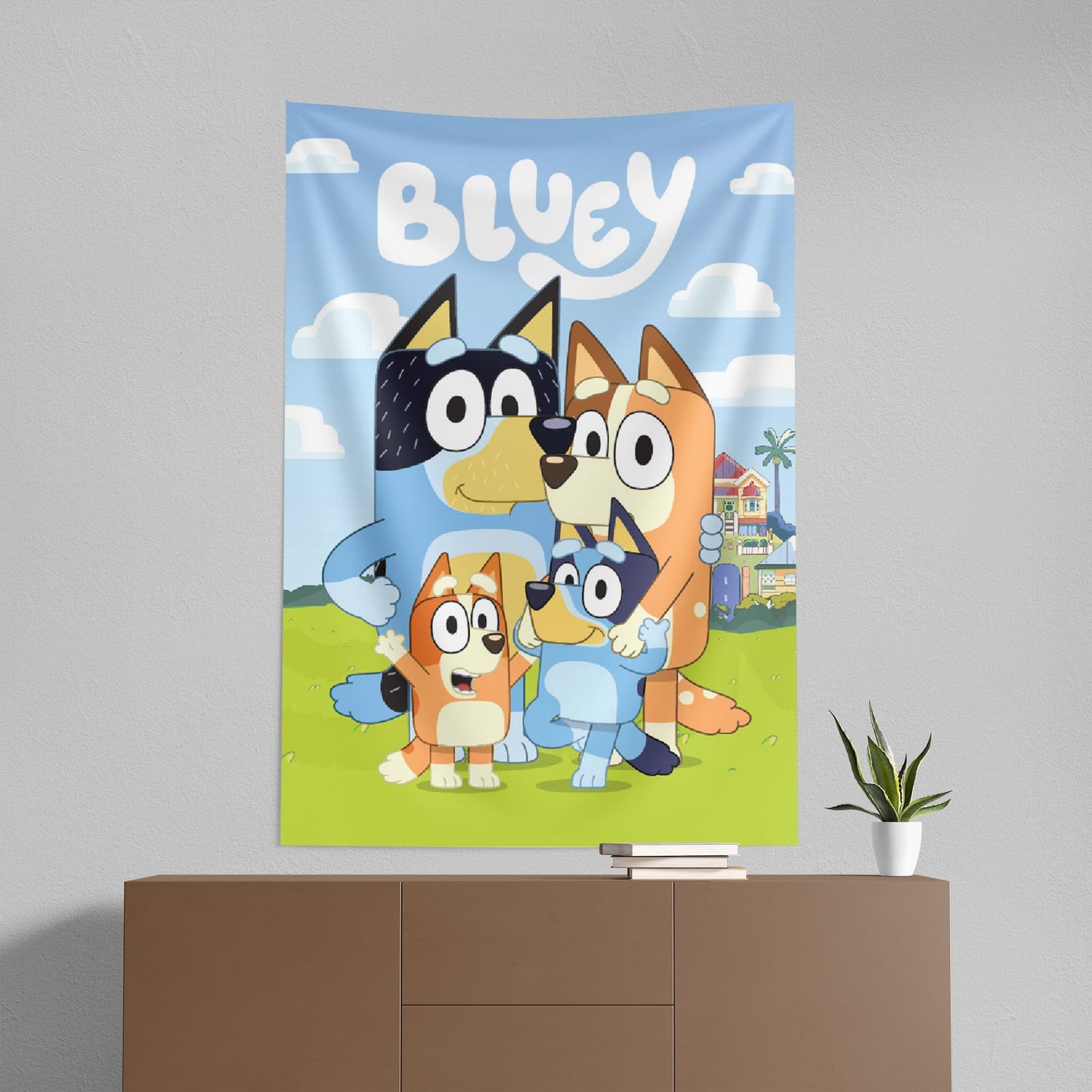 NORTHWEST Bluey Hooray Heelers Wall Hanging – Official Bluey Fabric Tapestry for Nursery, Playroom & Kids’ Birthday Banner, Party Decorations | 40 x 57 Inches