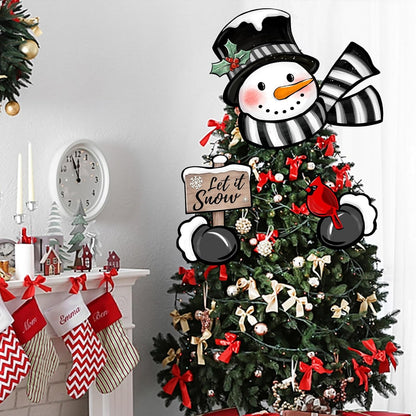 Winter Snowman Cardinal Fence Peeker Yard Garden Signs Let It Snow Red Bird Tree Topper Ornaments