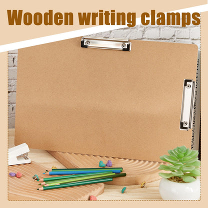 Henoyso 16 Pcs 11 x 17 Clipboards Wooden Lap Boards with Low Profile Clip Double Clip, Extra Large Landscape Hardboard Drawing Boards Horizontal Brown Clipboard for Drafting Board & Sketch Board Use