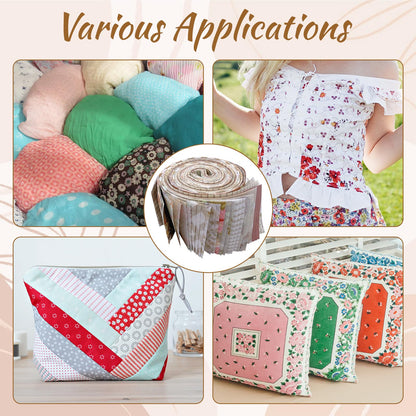 42 Pcs Jelly Roll Fabric, Fabric Panels for Quilting, Pre-Cut Cotton Strips for Quilting Crafting Sewing, Craft Supplies for Blanket Rug Upholstery Home Decor Quilt Making and DIY Projects